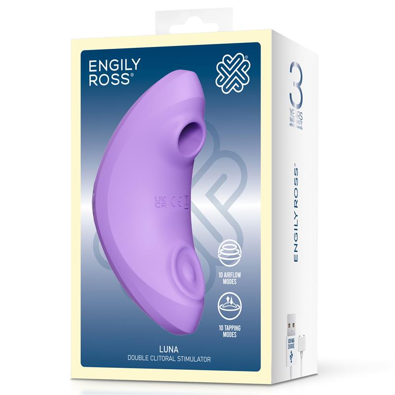 Estimulador de clitóris Luna Pulse™ da Paxione com sucção e pulsação, em cor roxa, para prazer intenso e confortável.