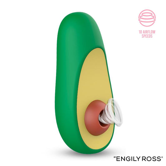 Estimulador de clitóris Avocado Bliss™ da Paxione com sucção, destacando a forma de abacate e a tecnologia de estimulação.