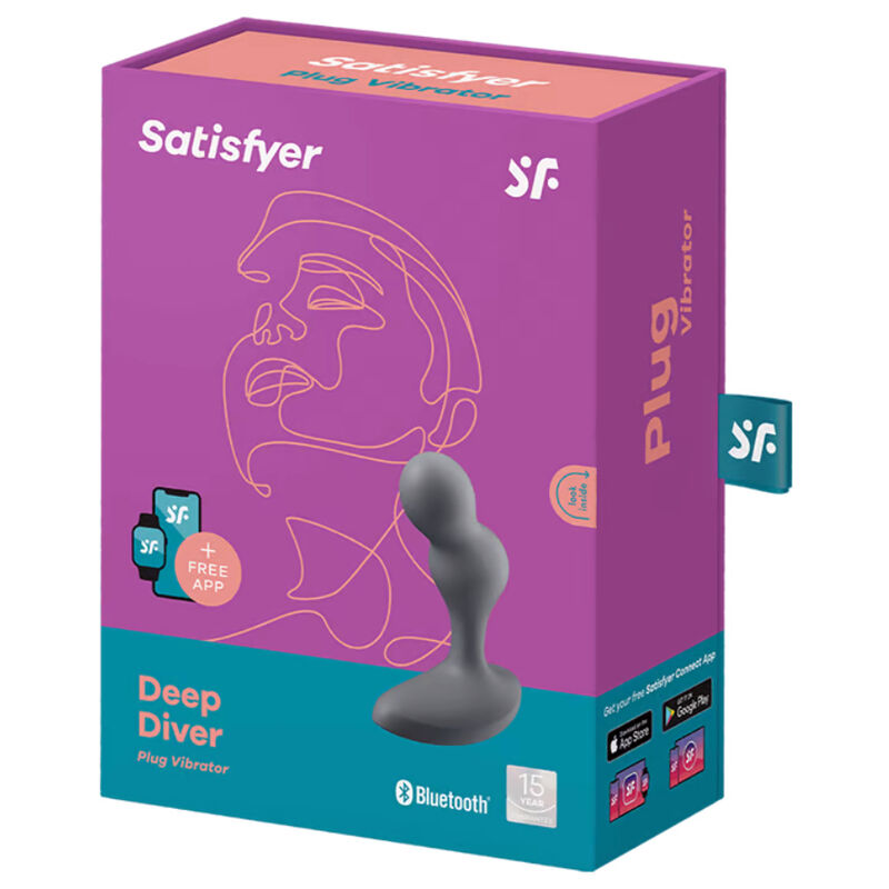 SATISFYER - DEEP DIVER GRAY VIBRATING PLUG APP