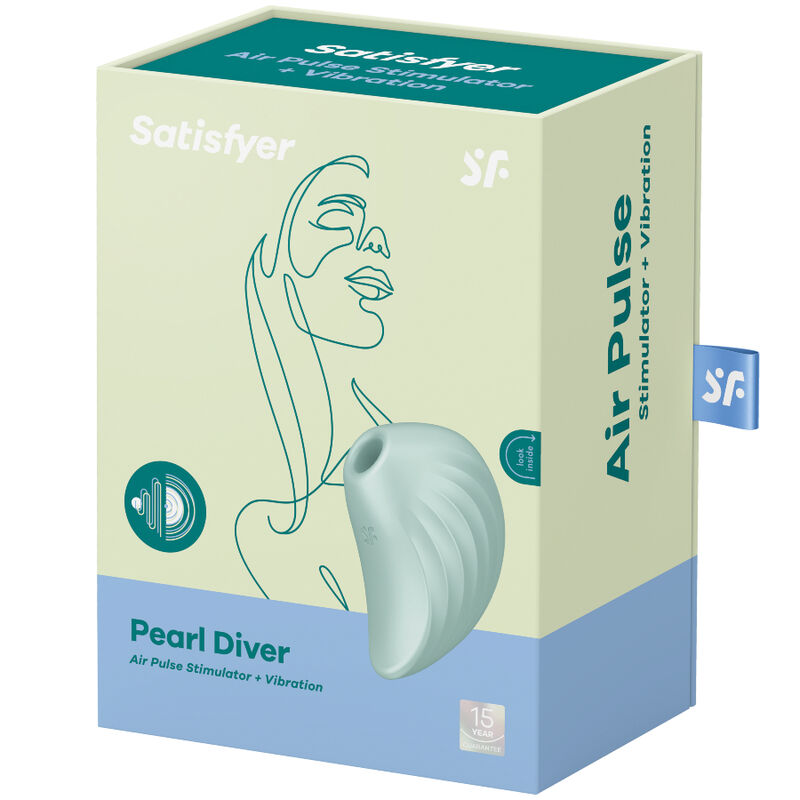 SATISFYER - PEARL DIVER GREEN AIR PULSE STIMULATOR AND VIBRATOR