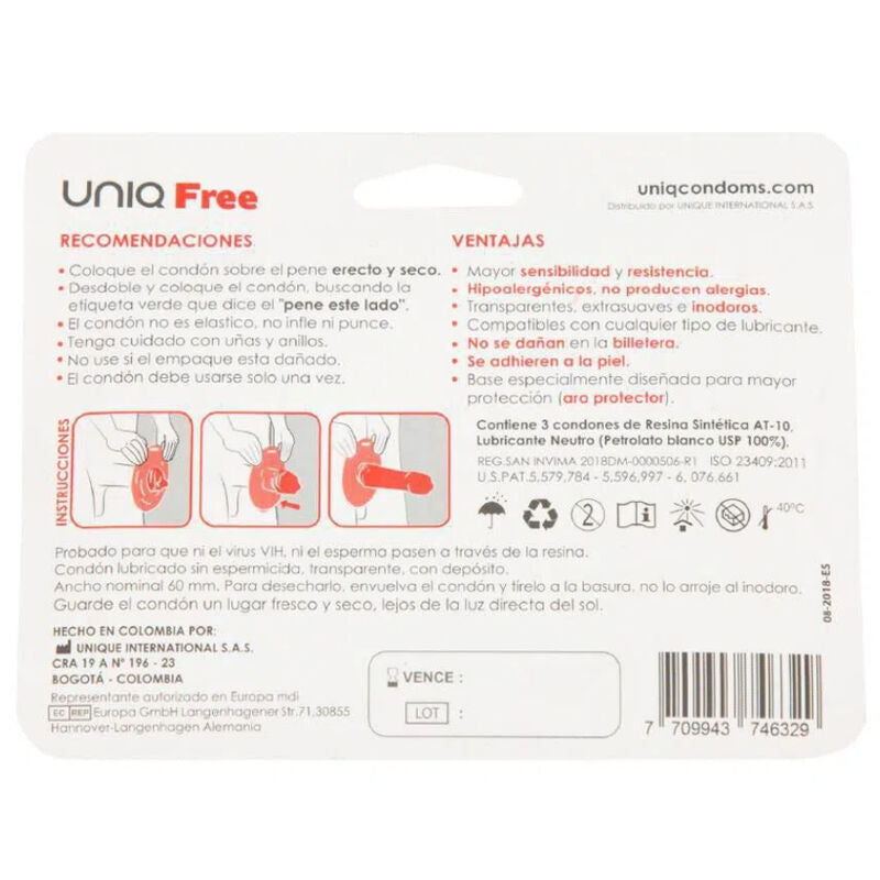 UNIQ - Latex-Free Condoms with Protective Ring, 3 Units