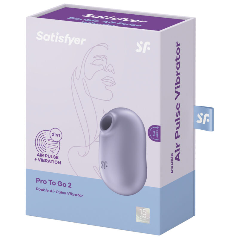 SATISFYER - PRO TO GO 2 VIOLET DOUBLE AIR PULSE STIMULATOR AND VIBRATOR