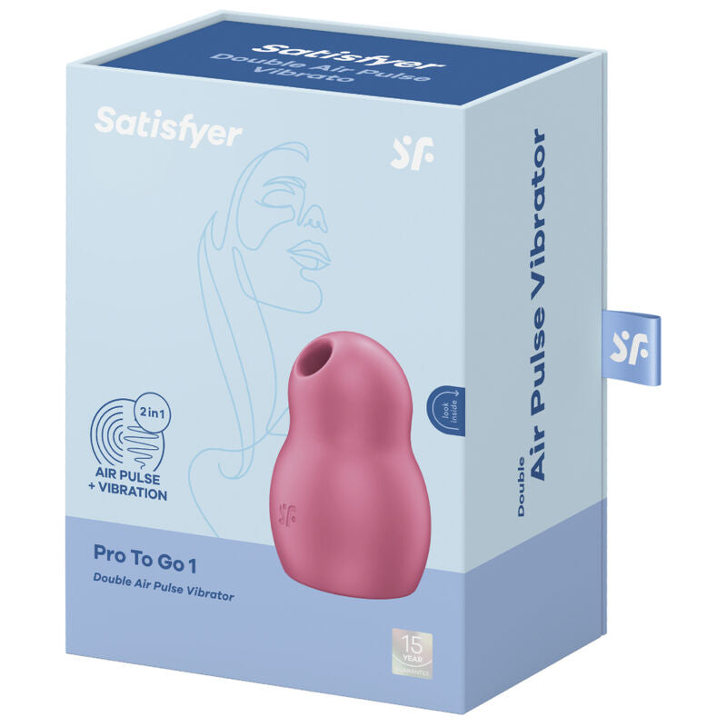 SATISFYER - PRO TO GO 1 RED DOUBLE AIR PULSE STIMULATOR AND VIBRATOR
