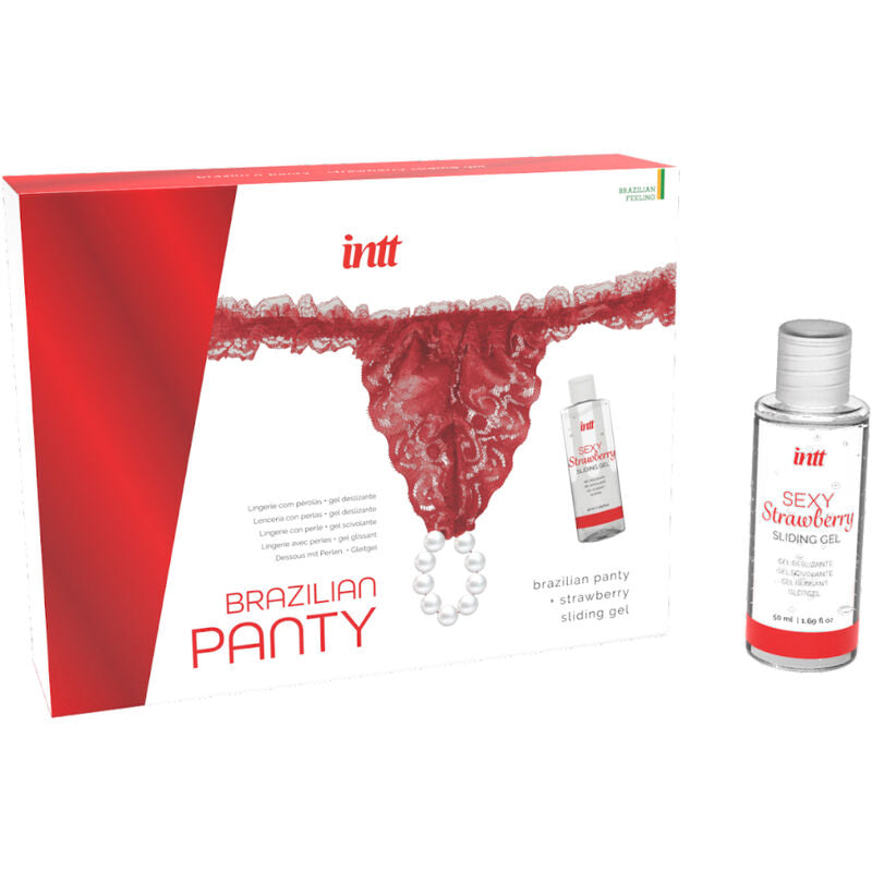 INTT RELEASES - BRAZILIAN RED PANTS WITH PEARLS AND LUBRICATING GEL 50 ML