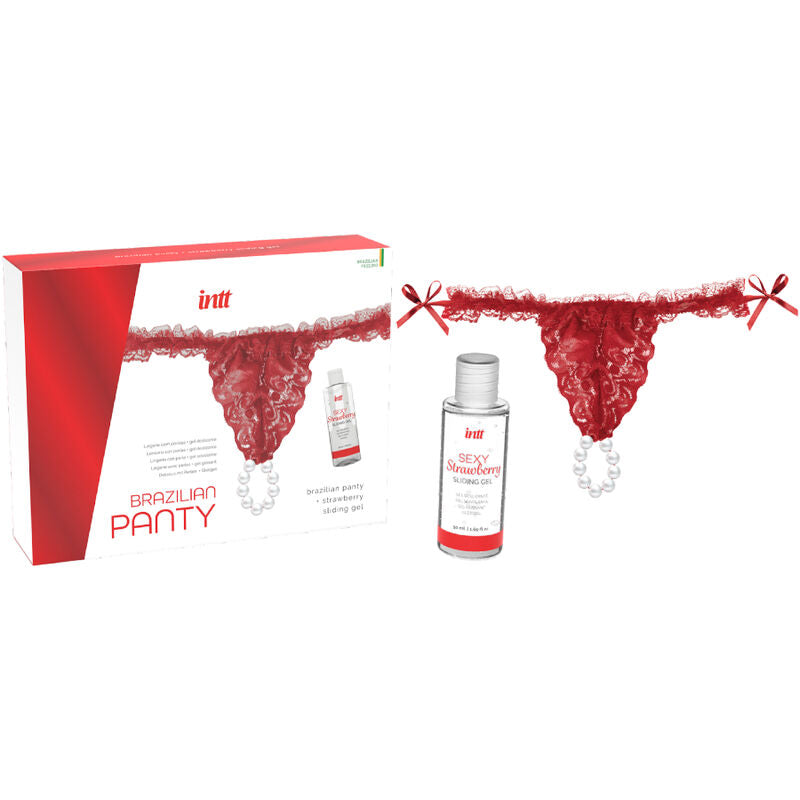 INTT RELEASES - BRAZILIAN RED PANTS WITH PEARLS AND LUBRICATING GEL 50 ML