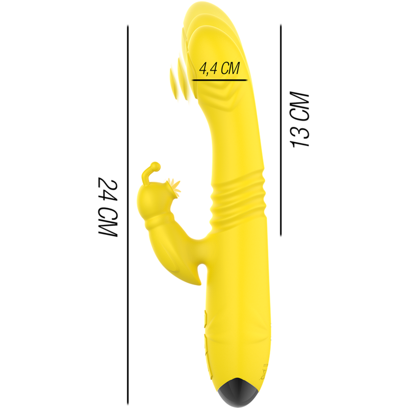 INTENSE - TOKY MULTIFUNCTIONAL VIBRATOR UP AND DOWN WITH YELLOW CLITORAL STIMULATOR