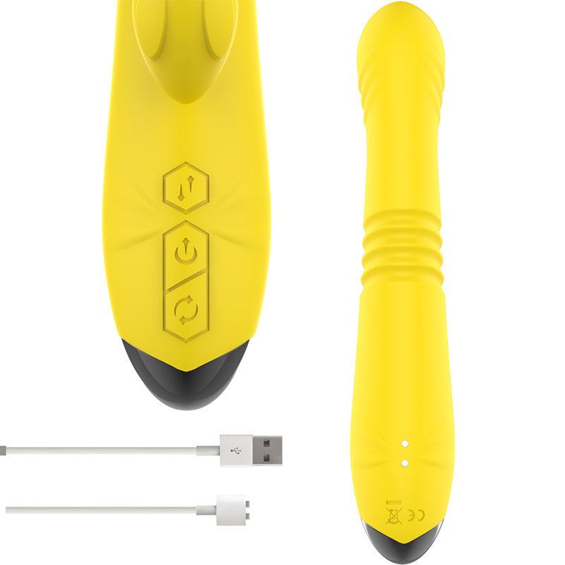 INTENSE - TOKY MULTIFUNCTIONAL VIBRATOR UP AND DOWN WITH YELLOW CLITORAL STIMULATOR