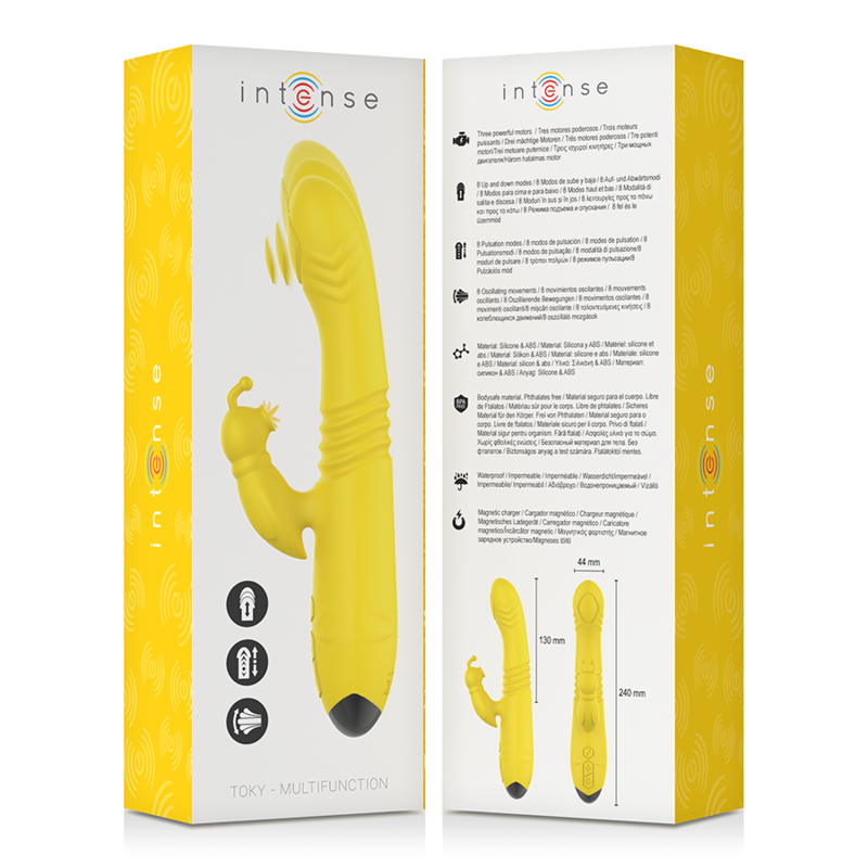 INTENSE - TOKY MULTIFUNCTIONAL VIBRATOR UP AND DOWN WITH YELLOW CLITORAL STIMULATOR