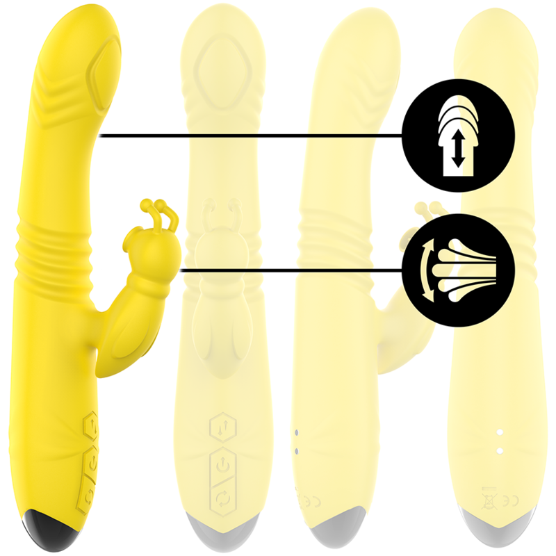 INTENSE - TOKY MULTIFUNCTIONAL VIBRATOR UP AND DOWN WITH YELLOW CLITORAL STIMULATOR