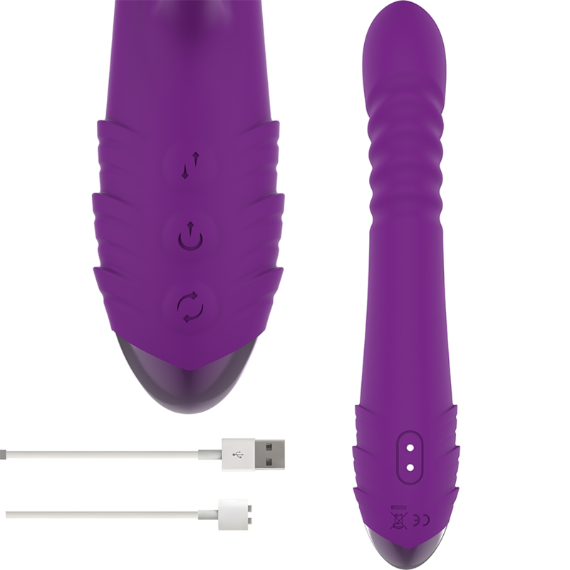 INTENSE - Rechargeable Multifunction Iggy Vibrator with Up and Down Motion and Purple Clitoral Stimulator