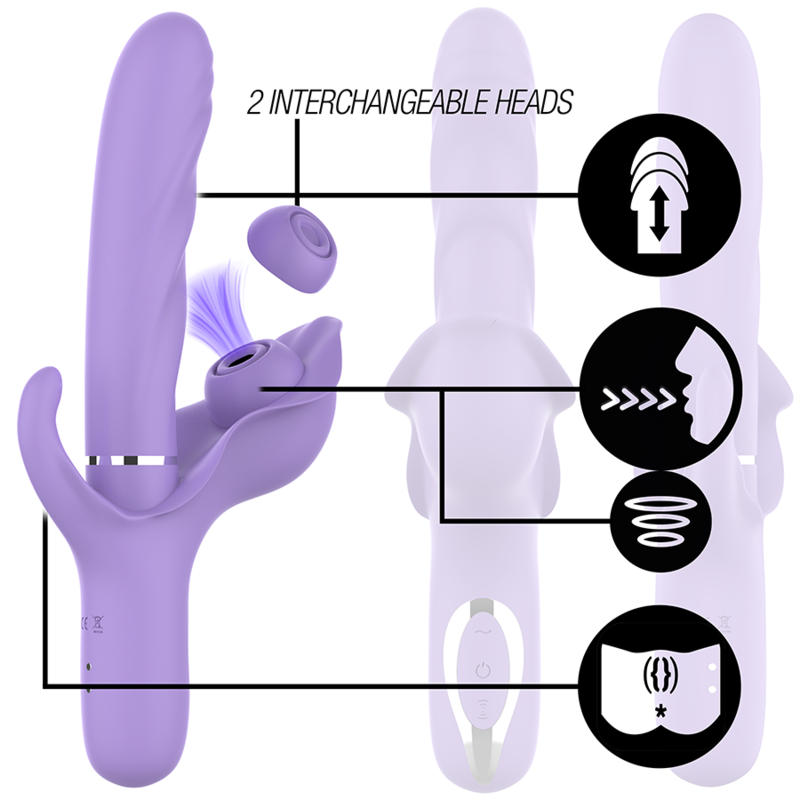 INTENSE - VIBRADOR DE SUCÇÃO MULTIFUNCIONAL BILLIE RECARREGÁVEL COM BOTÃO ROXO