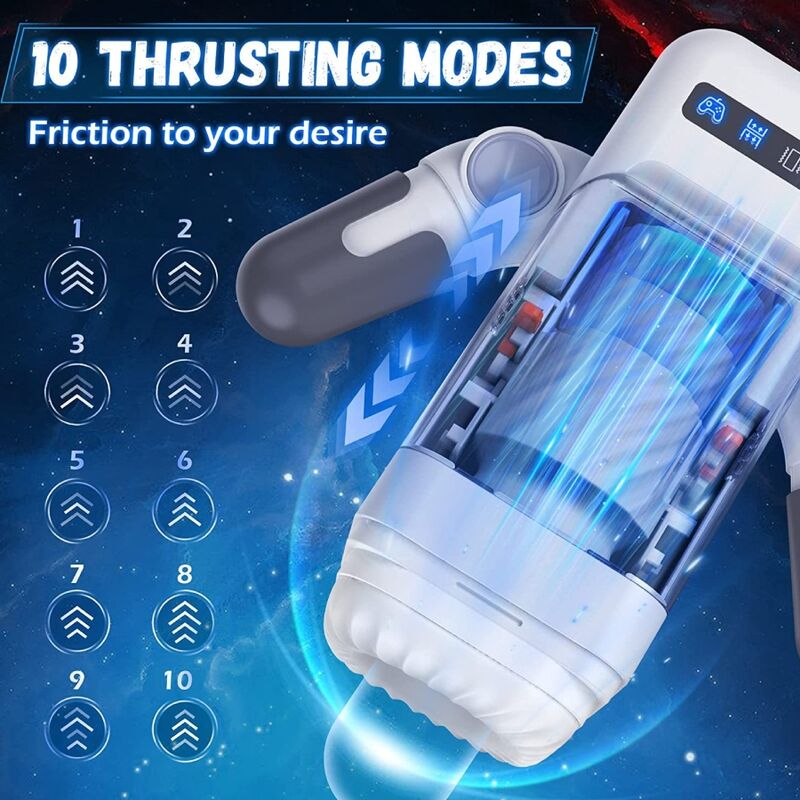 GAME CUP - THRUST VIBRATING MASTURBATOR WITH HEATING FUNCTION AND MOBILE STAND - BLACK