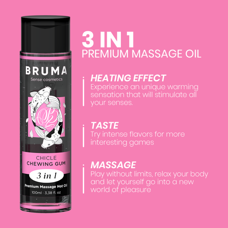 BRUMA - PREMIUM MASSAGE OIL WITH WARMING EFFECT AND GUMMY FLAVOR, 3 IN 1 - 100 ML