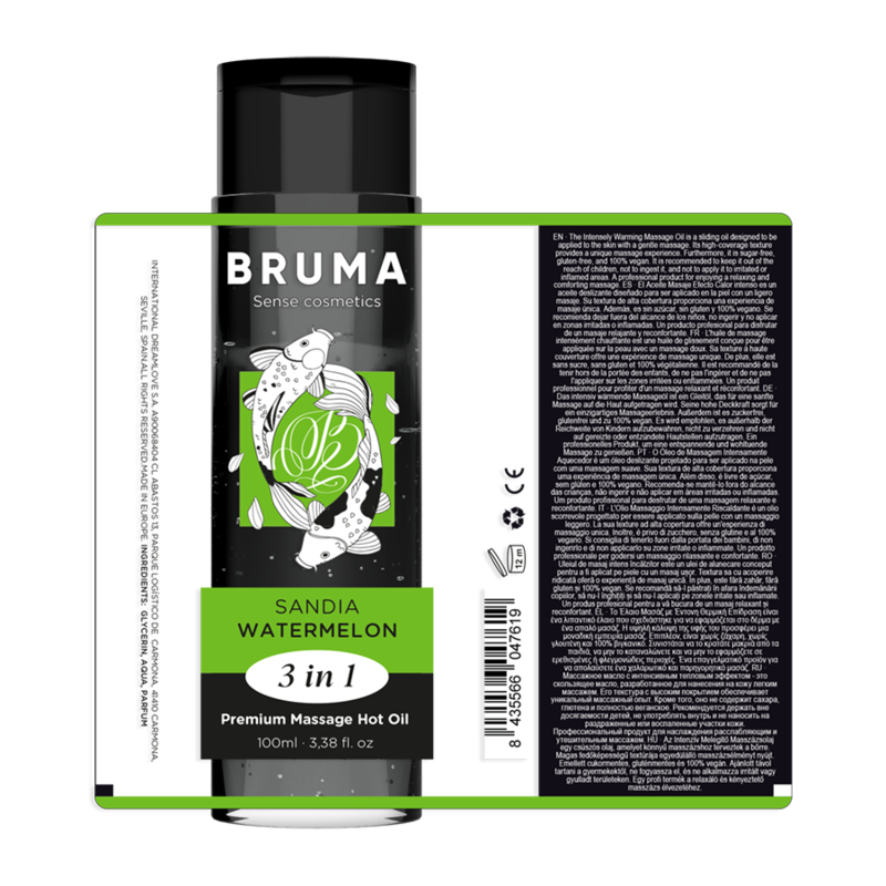 BRUMA - PREMIUM MASSAGE OIL WITH WATERMELON FLAVOR AND HEAT EFFECT, 3 IN 1 - 100 ML