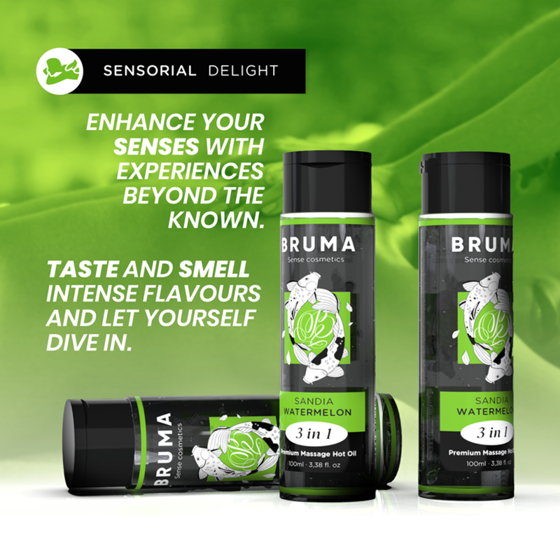 BRUMA - PREMIUM MASSAGE OIL WITH WATERMELON FLAVOR AND HEAT EFFECT, 3 IN 1 - 100 ML