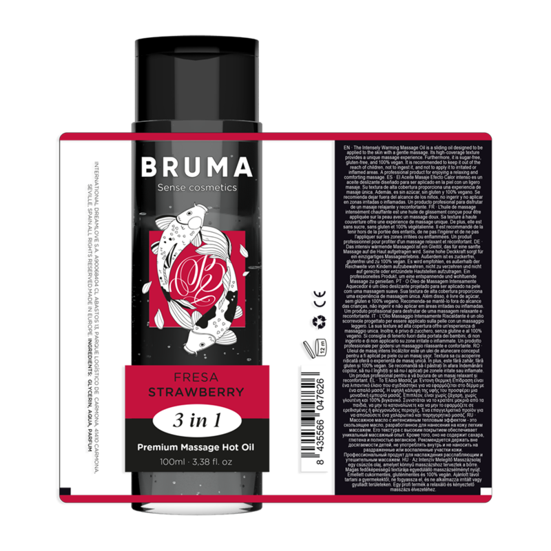 BRUMA - PREMIUM MASSAGE OIL WITH WARMING EFFECT, STRAWBERRY FLAVOR, 3 IN 1 - 100 ML