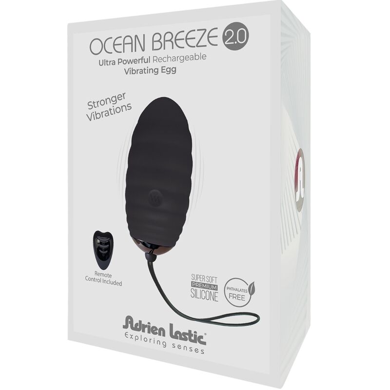ADRIEN LASTIC - OCEAN BREEZE 2.0 RECHARGEABLE VIBRATING EGG WITH REMOTE CONTROL - BLACK