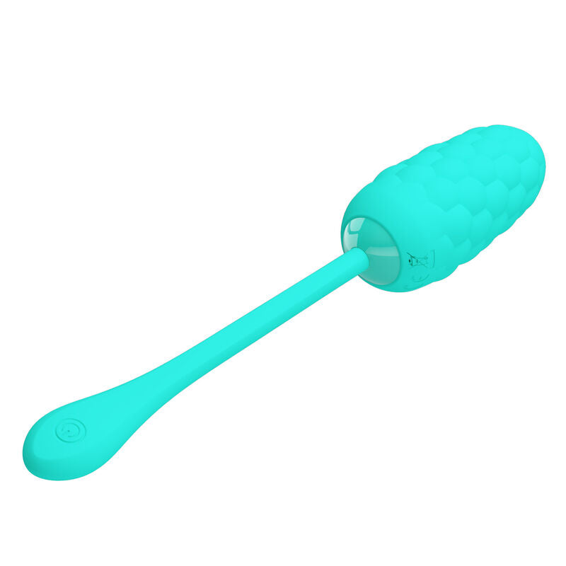 PRETTY LOVE - RECHARGEABLE VIBRANT EGG WITH MARINE TEXTURE AQUA GREEN