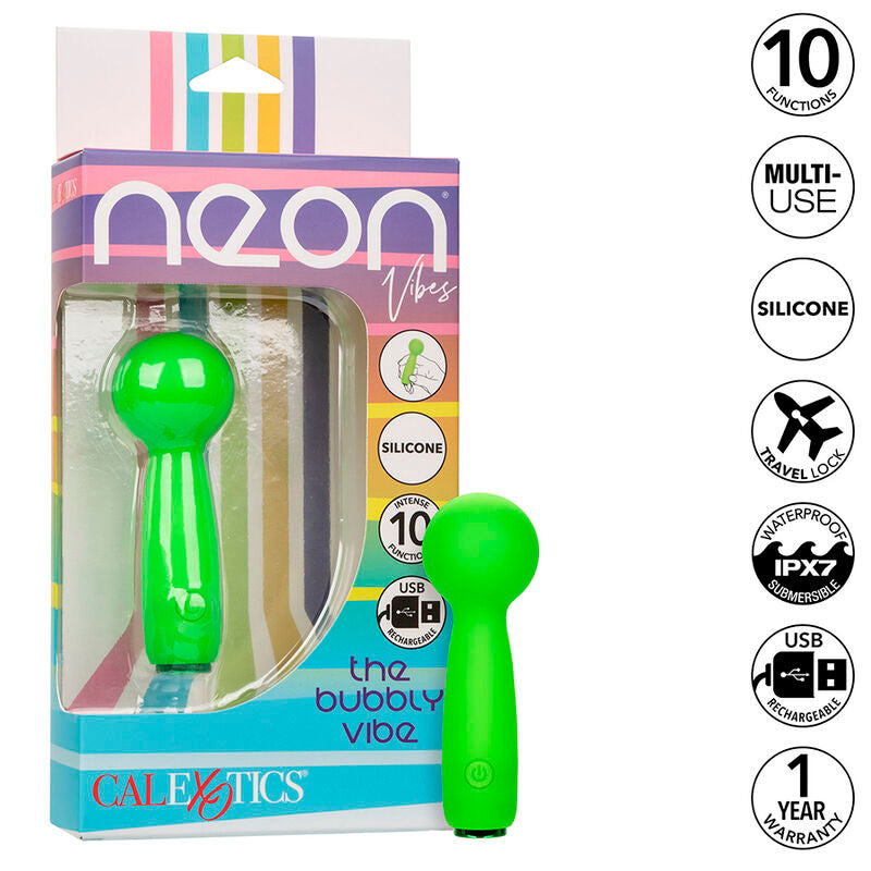 CALEXOTICS - NEON VIBES BUBBLY VIBE MINI MASSAGER 10 VIBRATIONS GREEN