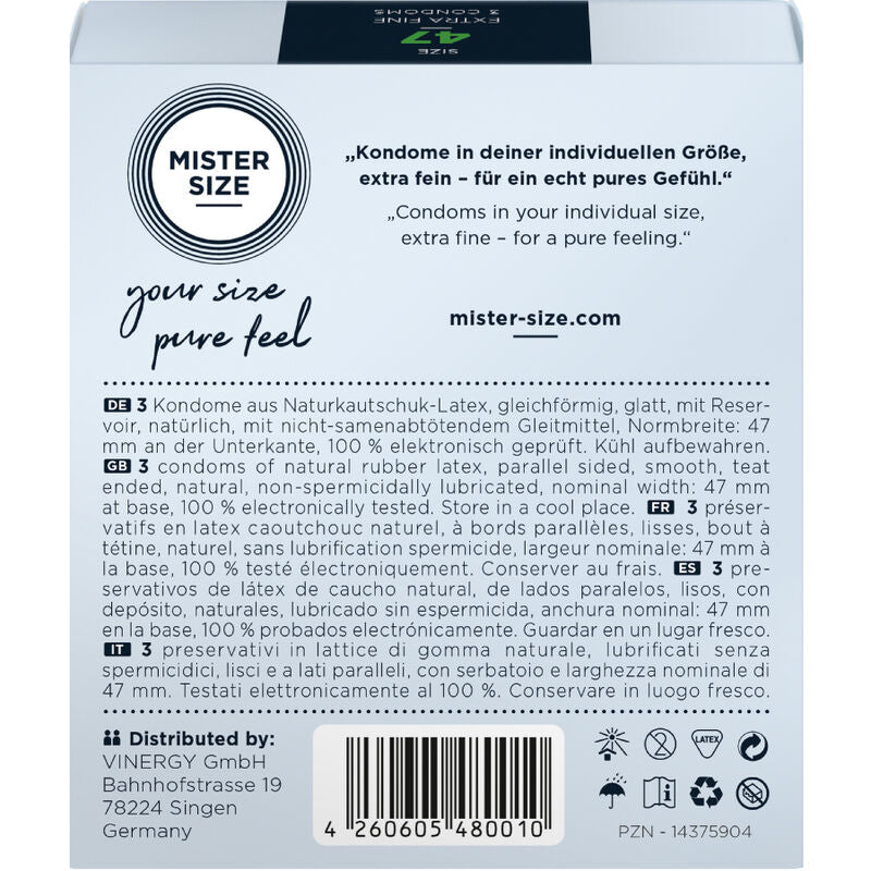 MISTER SIZE - XS SIZE CONDOMS 47 MM (3 UNITS)