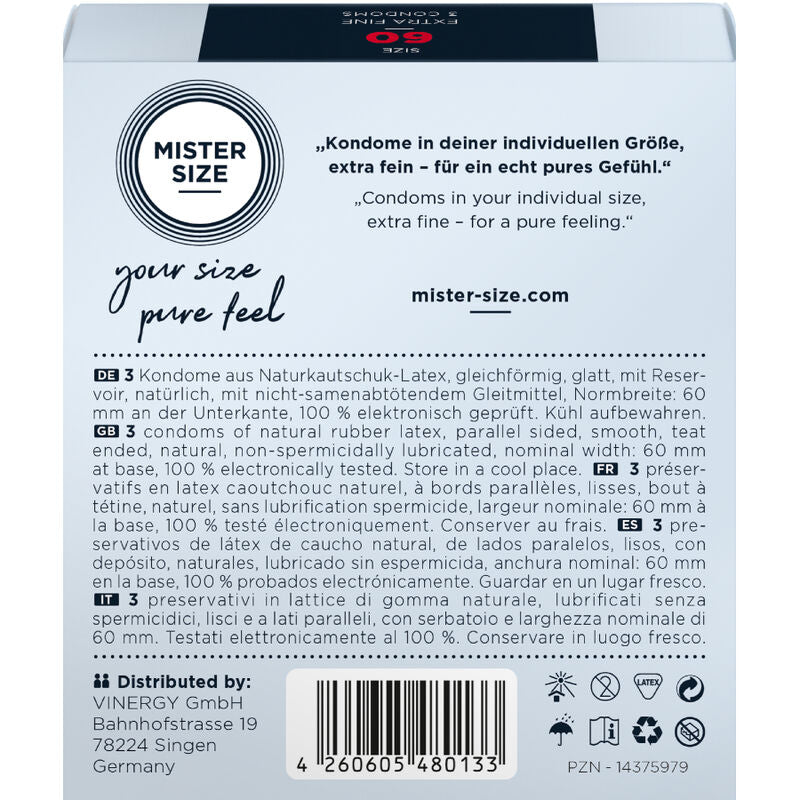 MISTER SIZE - EXTRA LARGE CONDOM 60 MM (3 UNITS)