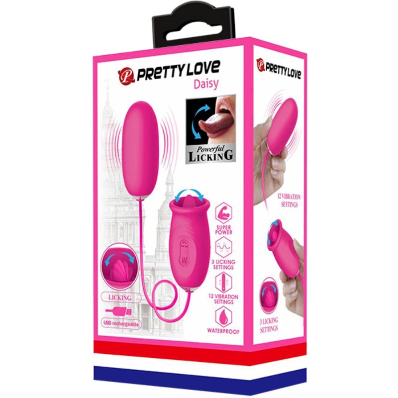 PRETTY LOVE - DAISY VIBRATING EGG + PINK CLITORIS STIMULATING TONGUE