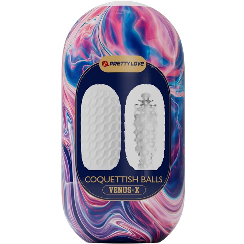 PRETTY LOVE - WHITE COQUETTISH BALLS SILICONE MALE MASTURBATOR