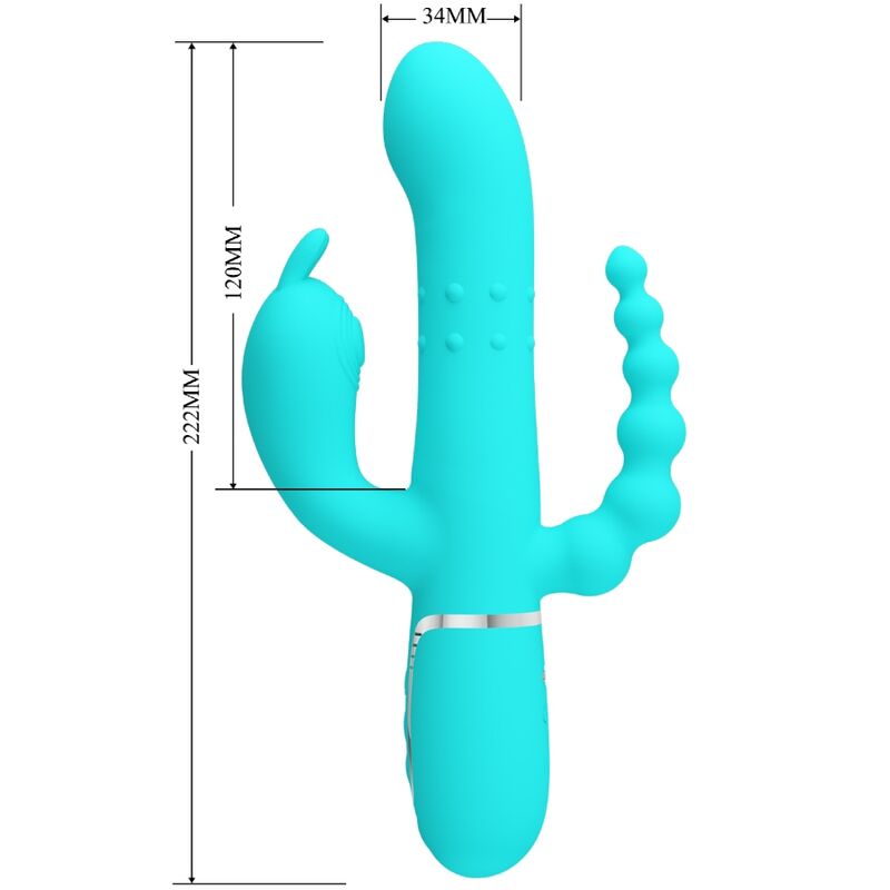 PRETTY LOVE - CAMMY 4 IN 1 MULTIFUNCTIONAL TRIPLE RABBIT VIBRATOR BLUE