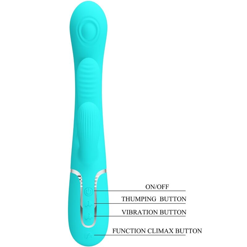 PRETTY LOVE - SHANIA TRIPLE RABBIT MULTIFUNCIONAL VIBRADOR 3 EM 1 AZUL