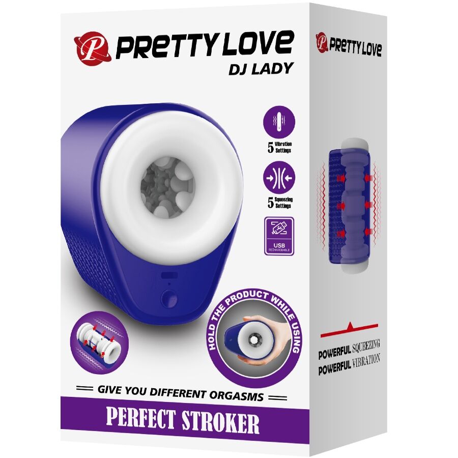 PRETTY LOVE - DJ LADY MALE MASTURBATOR WITH VIBRATION, 5 SETTINGS, PURPLE