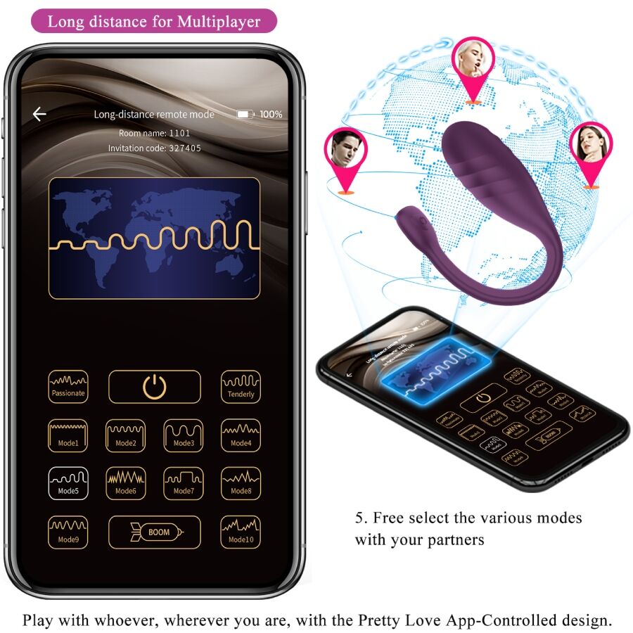PRETTY LOVE - APP-CONTROLLED VIBRATOR LEVIATHAN PURPLE