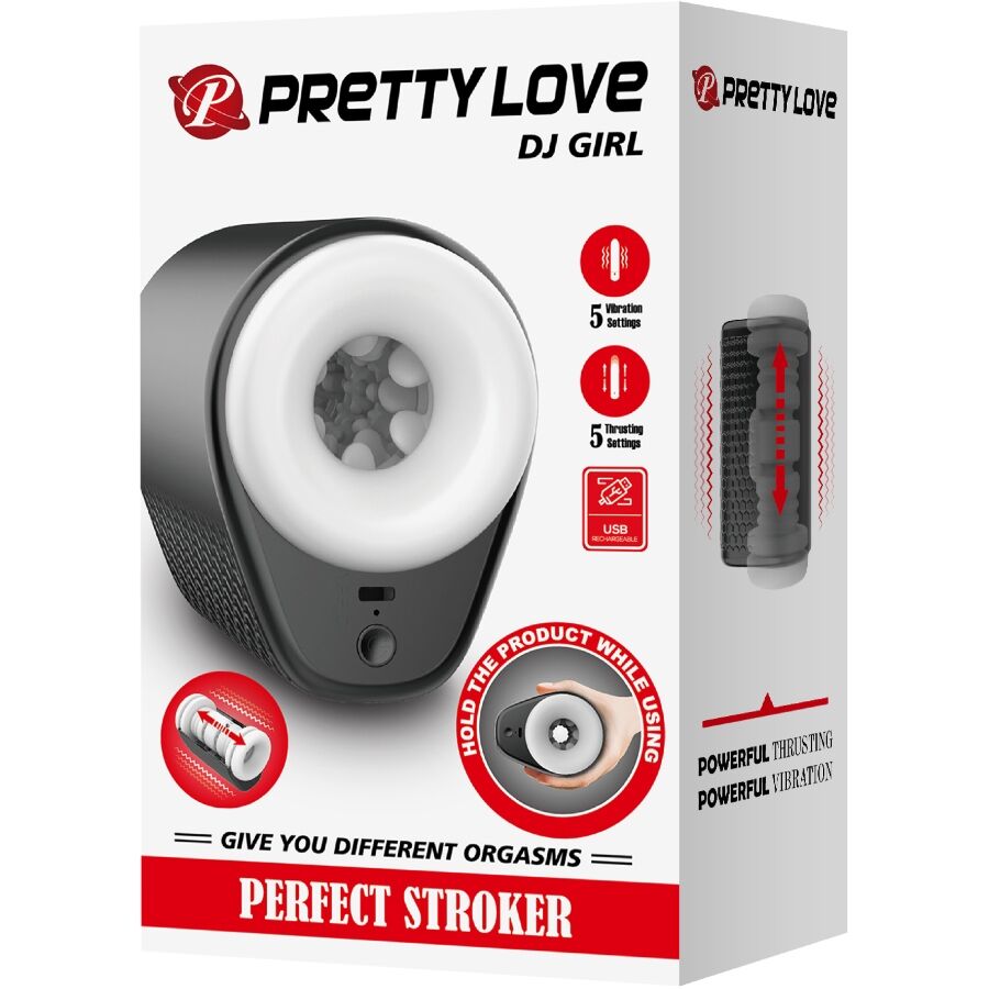 PRETTY LOVE - DJ GIRL MALE MASTURBATOR WITH VIBRATION, 5 SETTINGS, BLACK