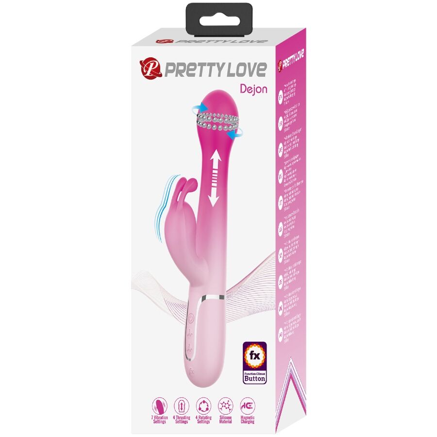 PRETTY LOVE - DEJON 3 IN 1 MULTIFUNCTIONAL RABBIT VIBRATOR PINK