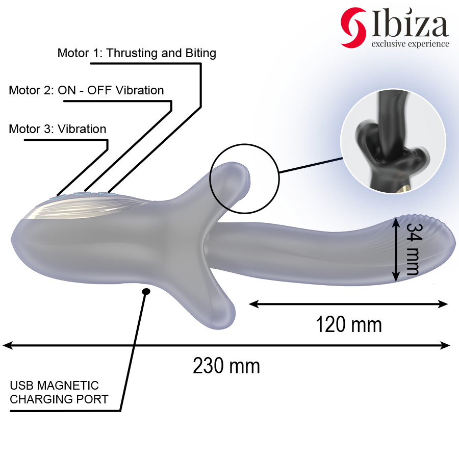 IBIZA - POWERFUL VIBRATOR WITH THRUSTING AND BITING EFFECTS
