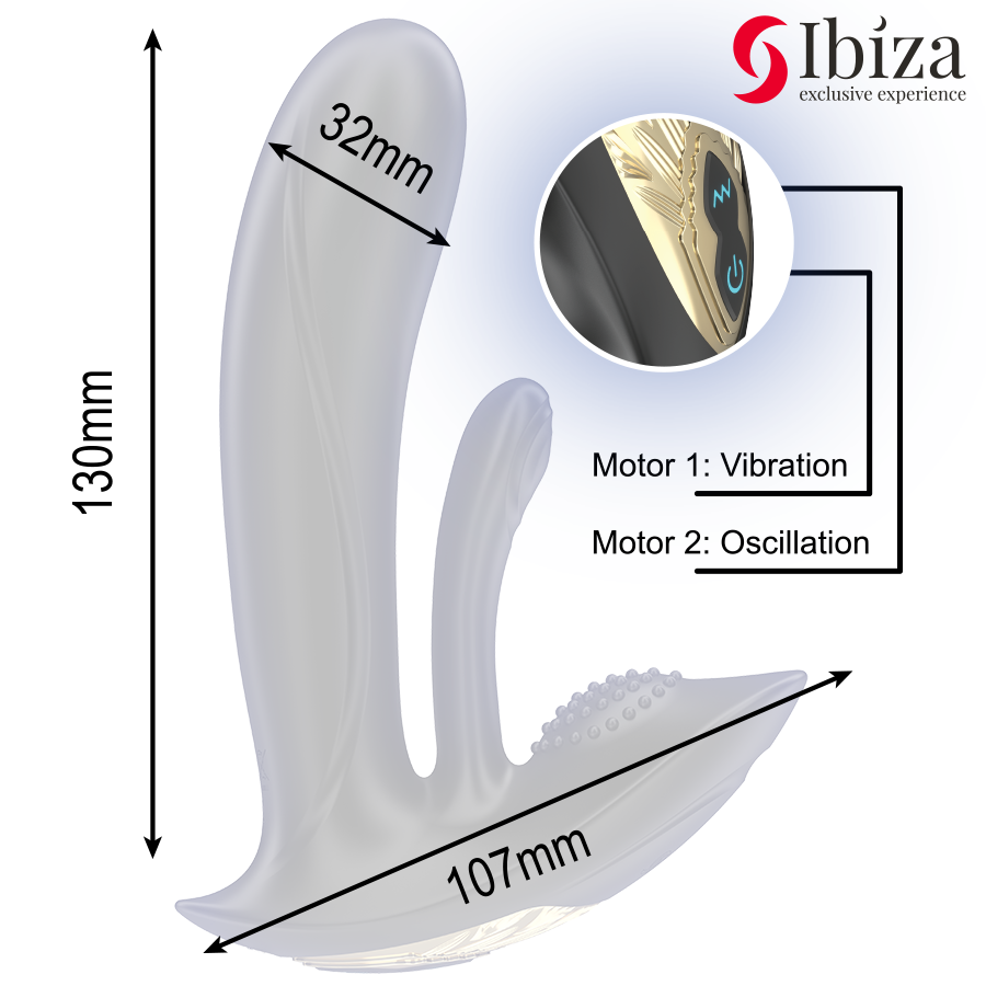 IBIZA - WEARABLE VIBRATOR WITH CLITORAL SPOT STIMULATION AND REMOTE CONTROL