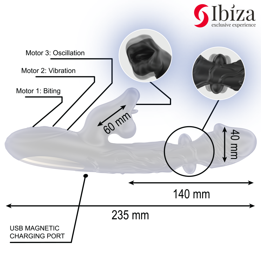 IBIZA - CLITORAL VIBRATOR AND STIMULATOR WITH BITING AND ROTATING EFFECT