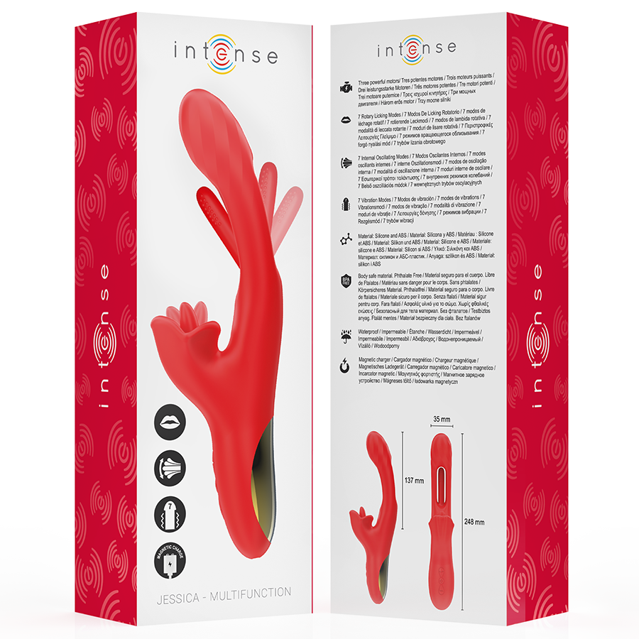 INTENSE - JESSICA MULTIFUNCTIONAL VIBRATOR CLITORAL STIMULATION 24.8 CM RED