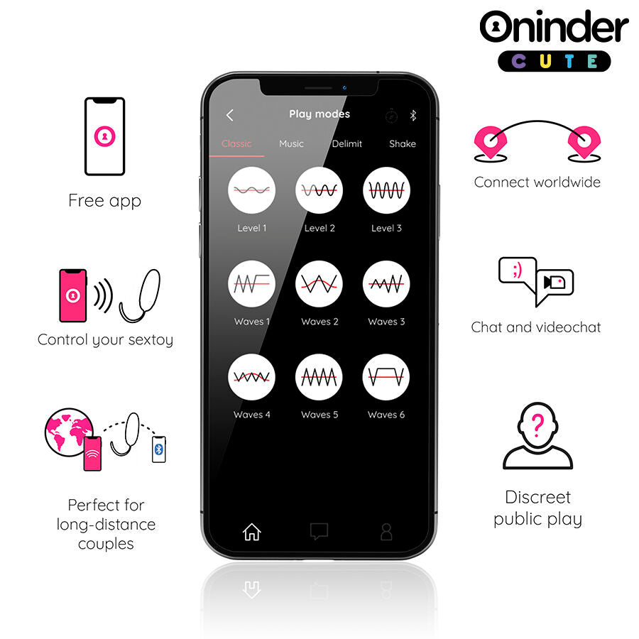 ONINDER CUTE - SILICONE EGG WITH VIBRO-WAVES AND LOVE PLEASURE - FREE WORLDWIDE APP