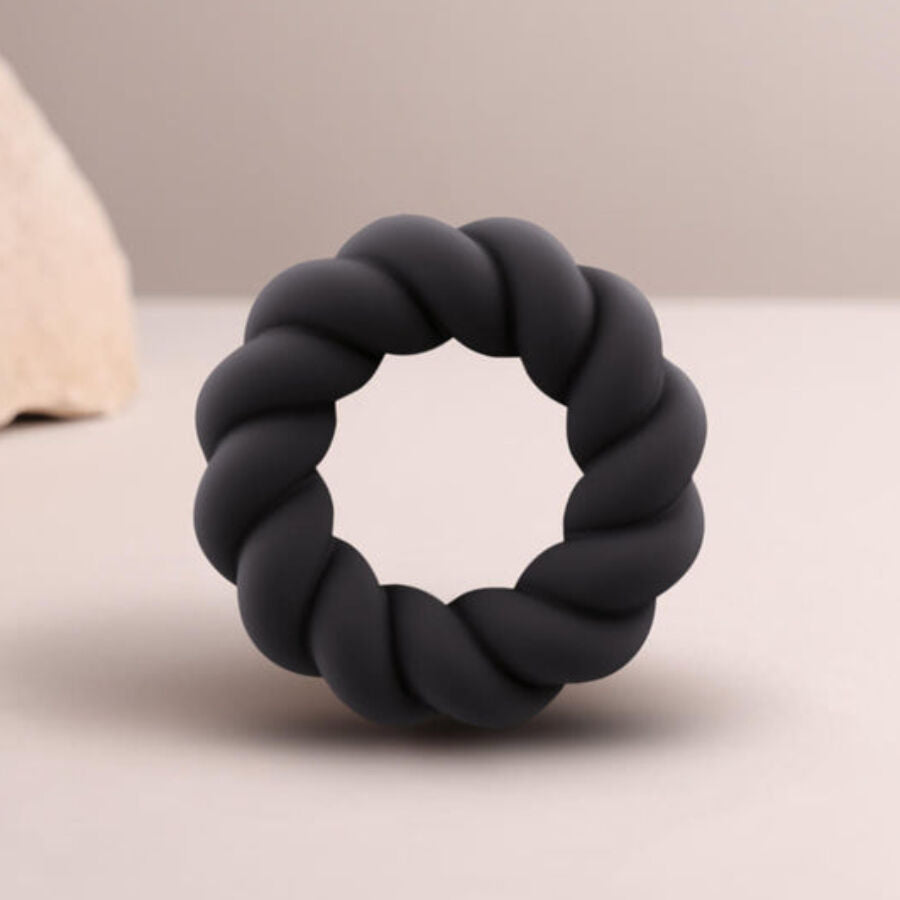 ROCKS-OFF - BLACK SILICONE TWIST MASTURBATION RING