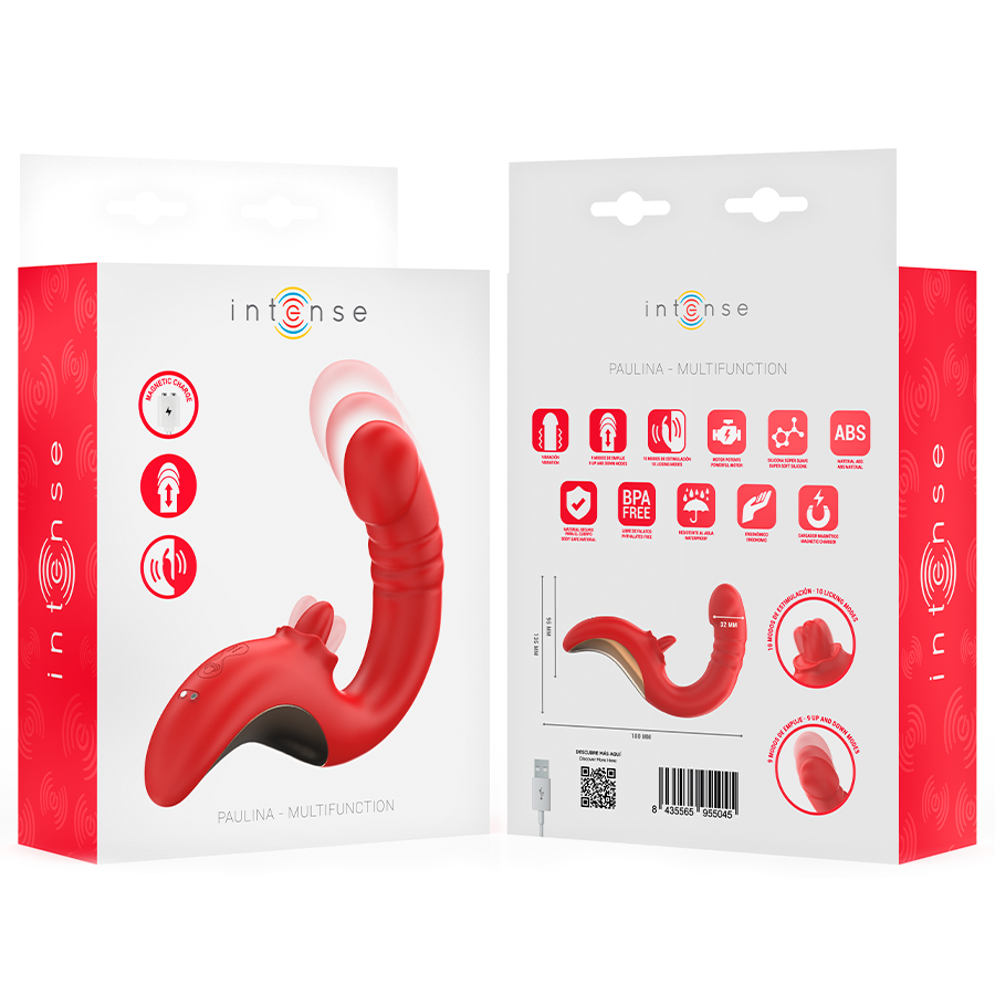 INTENSE - PAULINA VIBRATOR AND STIMULATOR IN RED U SHAPE