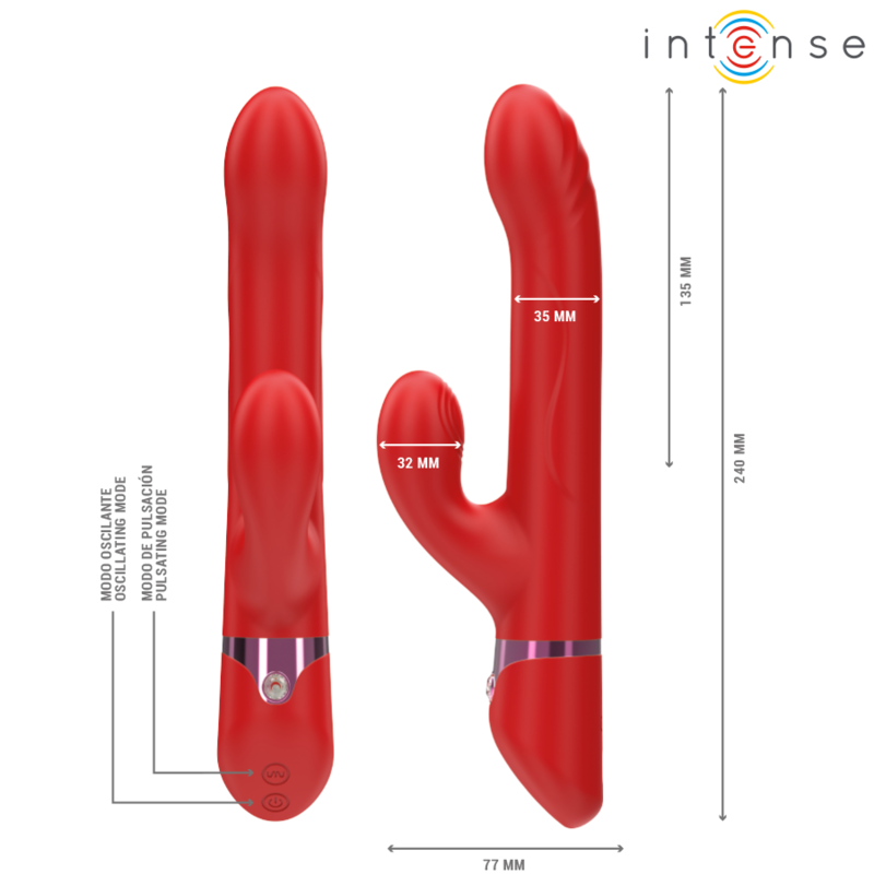 INTENSE - LELE MULTIFUNCTIONAL ROTATING &amp; OSCILLATING &amp; STIMULATING VIBRATOR - RED