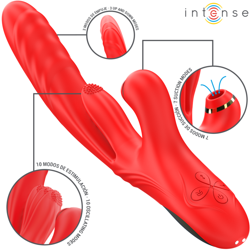 INTENSE - MULTIFUNCTIONAL VIBRATOR KAROL THRUST &amp; STIMULATION &amp; STIMULATING WAVES RED