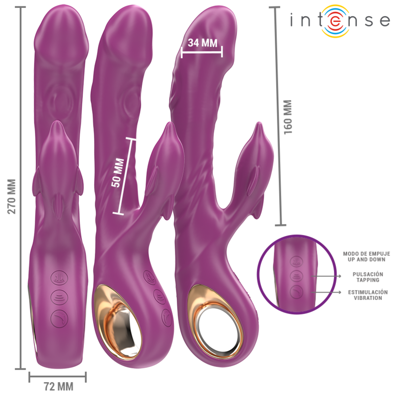 INTENSE - HALLE MULTIFUNCTIONAL VIBRATOR WITH PURPLE DOLPHIN-STIMULATING TONGUE