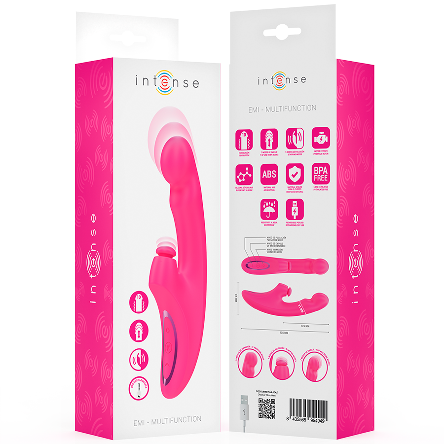INTENSE - VIBRADOR EMI 13,5 CM MULTIFUNCIONAL 3 EM 1 10 VIBRAÇÕES ROSA