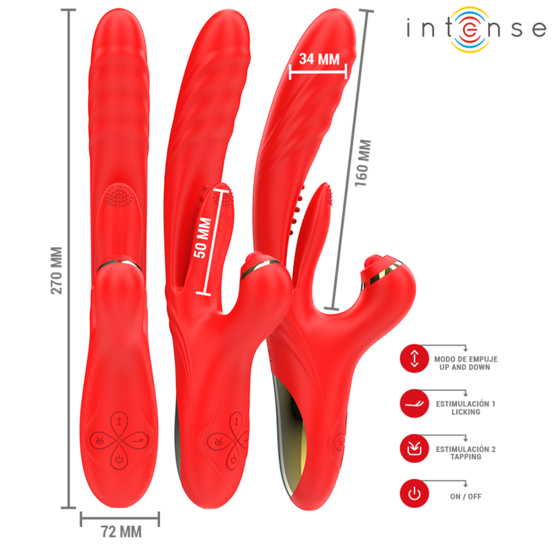 INTENSE - ROSALIA 3-IN-1 MULTIFUNCTIONAL VIBRATOR RED