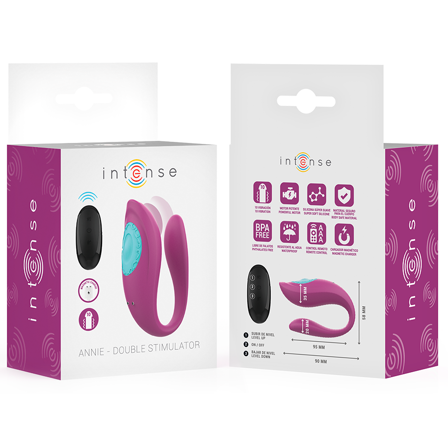 INTENSE - ANNIE PURPLE U-SHAPED VIBRATOR AND STIMULATOR WITH REMOTE CONTROL